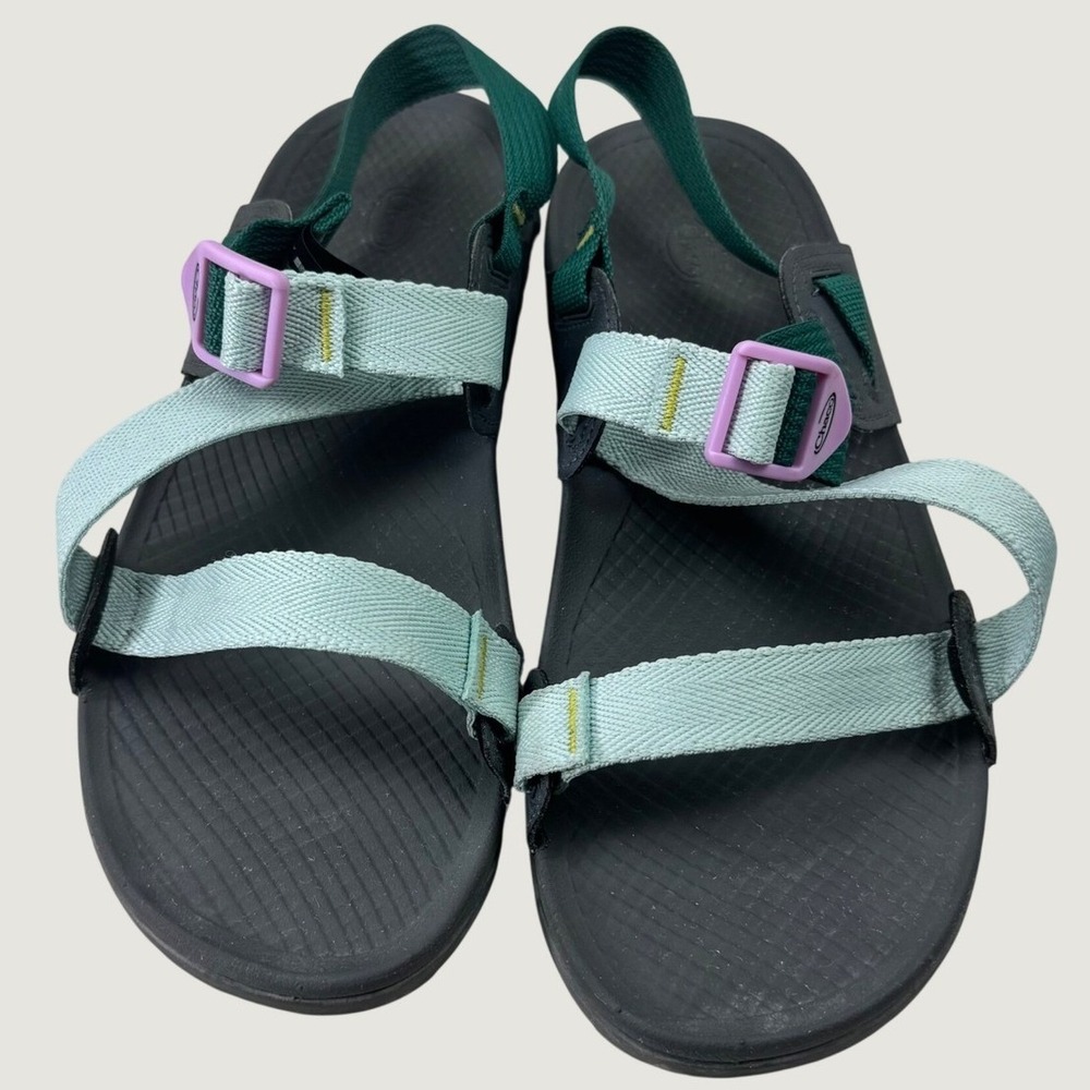 Chaco Lowdown Strappy Sandals Womens 9 Mint Teal Pink Buckle Hiking Gorpcore - Picture 2 of 12